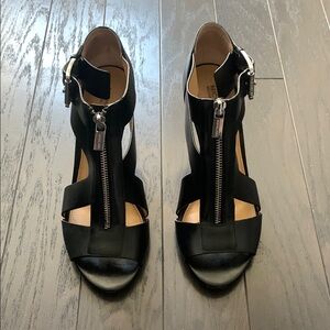 Michael Kors Black Leather Zippered Sandals